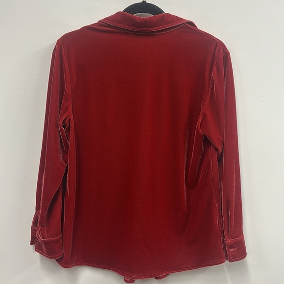 Soft Surroundings red velvet boyfriend tunic shirt PS - Picture 6 of 6